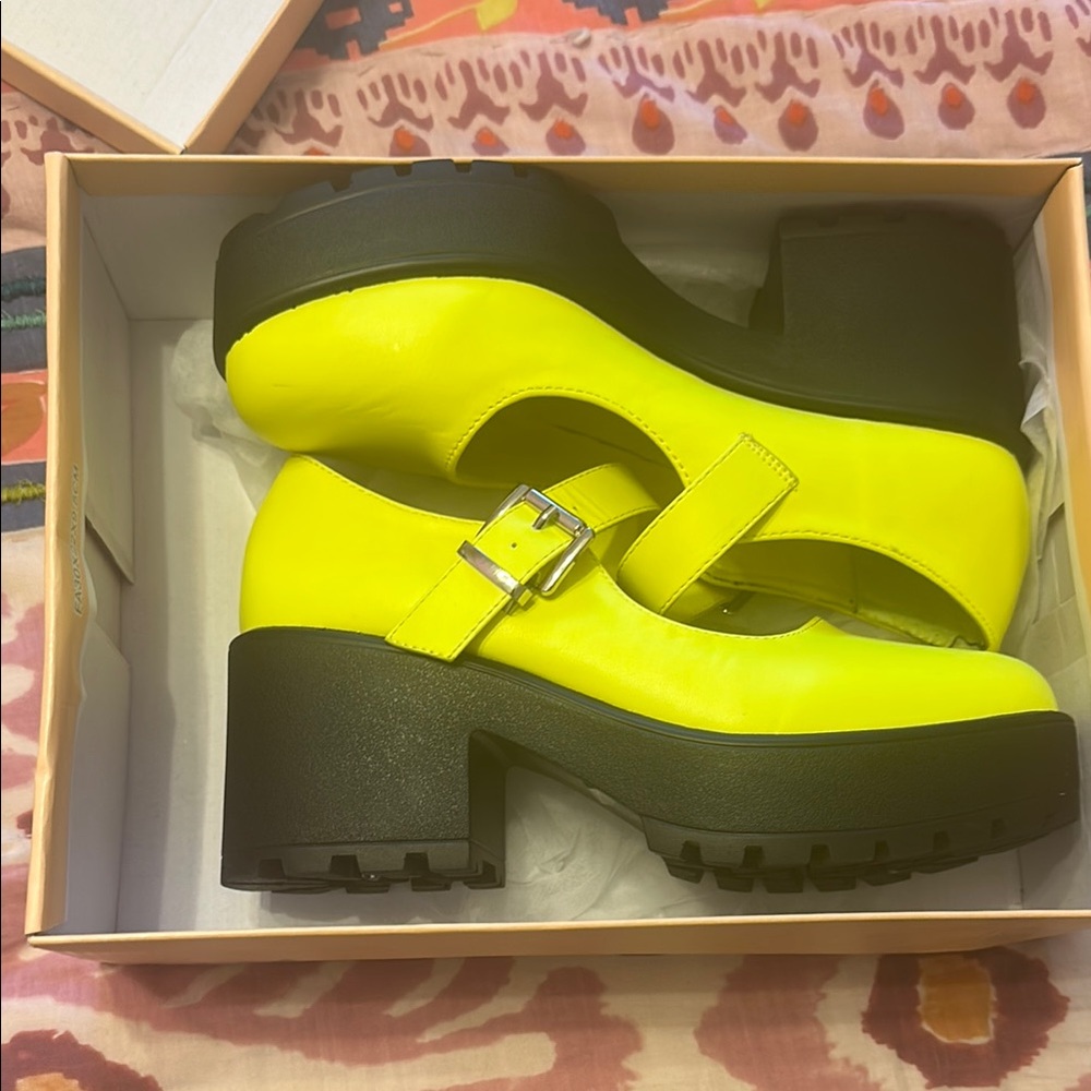 Women's Yellow Platform Mary Jane Shoes
